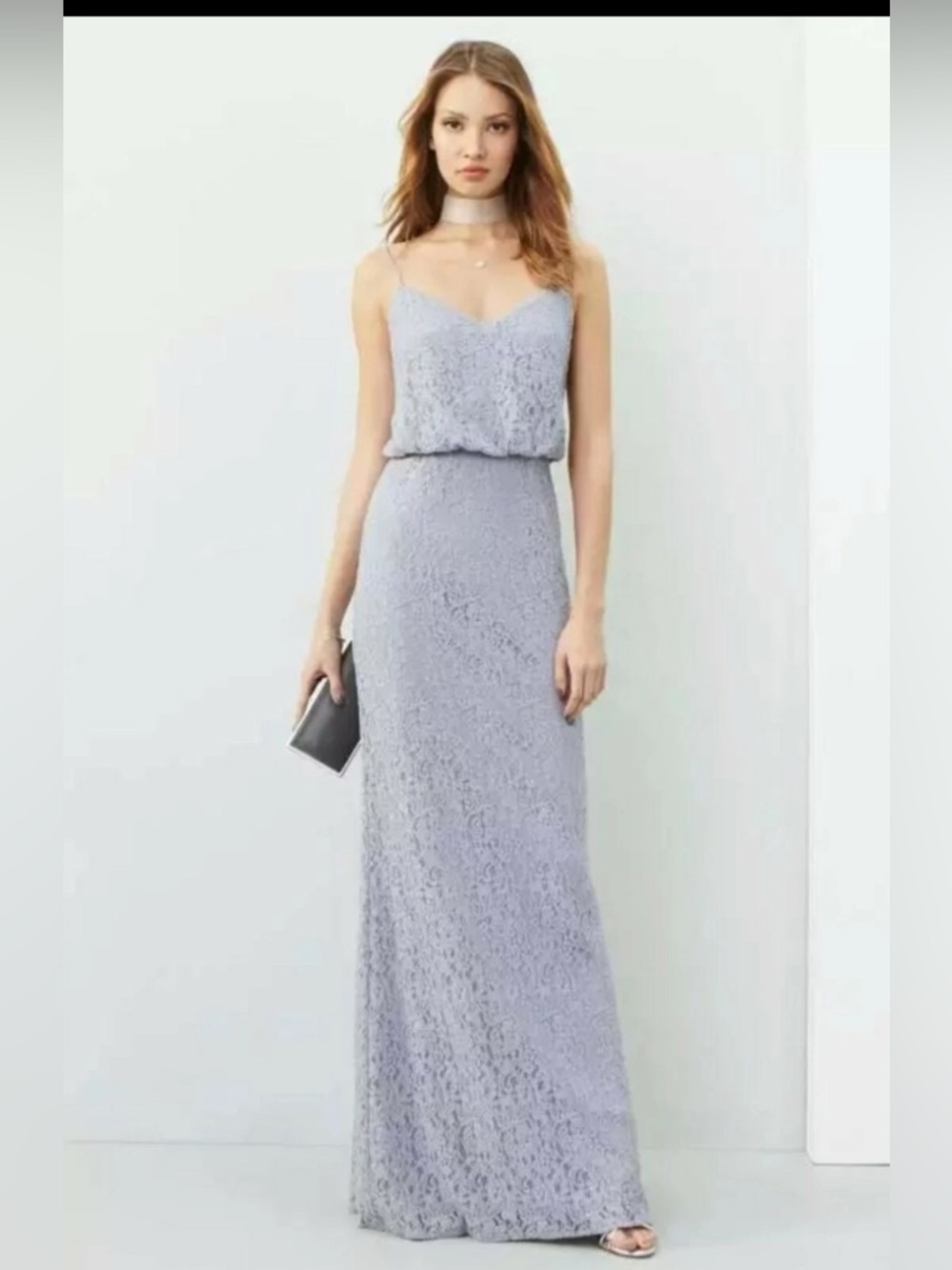 Adrianna Papell Lace Gown Size 8 NWT Light Lavender/Grey Formal Maxi Dress GALA